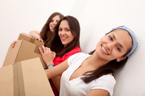 Boxes and luggage prepared for a Knightsbridge student relocation service
