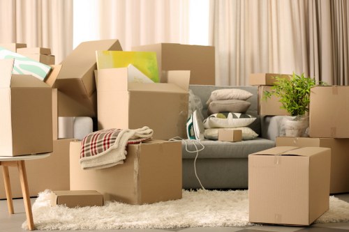 Packing materials and protected household items prepared for removals in Knightsbridge