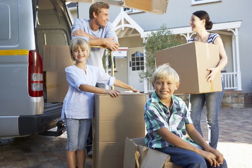 Packing materials and fragile items arranged for a move in Knightsbridge